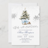 Minimalist Christmas Bow Snowflake Baby Shower Einladung (Vorderseite)