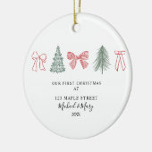 Minimalist Christmas Bow & Tree First Christmas Ho Keramik Ornament (Links)