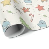Minimalist Christmas Cookie Doodles Geschenkpapier (Rolleneckpunkt)