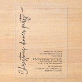 Minimalist Christmas Dinner Party Modern Acryleinladungen (Vorderseite)