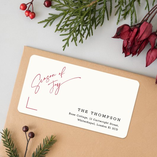 Minimalist Christmas Holiday Mailing Address Adressaufkleber