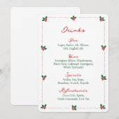 Minimalist Christmas Holly Drink Bar Menu Sign  (Vorne/Hinten)