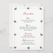Minimalist Christmas Holly Drink Bar Menu Sign  (Vorderseite)