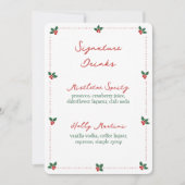 Minimalist Christmas Holly Signature Drinks Sign (Vorderseite)