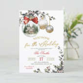 Minimalist Christmas Ornament Housewarming Party Einladung (Stehend Vorderseite)