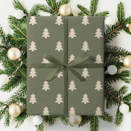 Minimalist Christmas Pine Tree Neutral Boho Winter Geschenkpapier