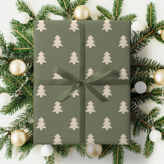 Minimalist Christmas Pine Tree Neutral Boho Winter Geschenkpapier