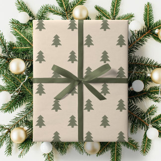 Minimalist Christmas Pine Tree Neutral Boho Winter Geschenkpapier