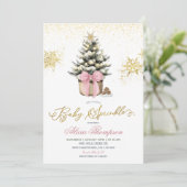 Minimalist Christmas Pink Coquette Baby Sprinkle Einladung (Stehend Vorderseite)