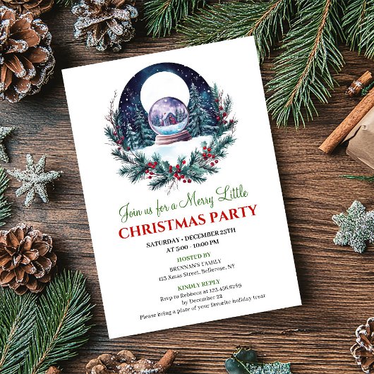 Minimalist Christmas Scene Watercolor Party Invite Einladung