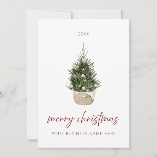 Minimalist Christmas Tree Business Holiday Card Einladung (Vorderseite)