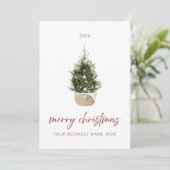 Minimalist Christmas Tree Business Holiday Card Einladung (Stehend Vorderseite)
