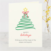 Minimalist Christmas Tree Happy Holidays Folded Ca Karte (Gelbe Blume)