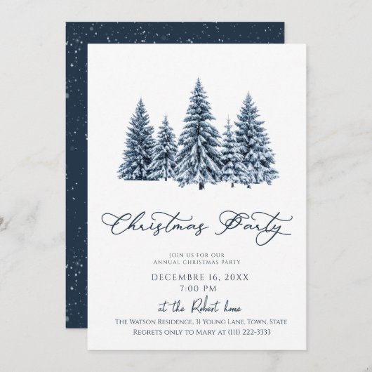 Minimalist Christmas Tree Holiday party Einladung (Vorne/Hinten)