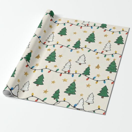 Minimalist Christmas Tree Lights Pattern Gift Geschenkpapier (Ungerollt)