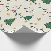 Minimalist Christmas Tree Lights Pattern Gift Geschenkpapier (Ecke)