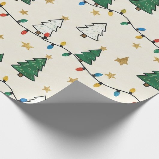 Minimalist Christmas Tree Lights Pattern Gift Geschenkpapier (Ecke)