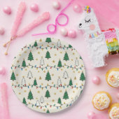 Minimalist Christmas Tree Lights Pattern Party Pappteller (Party)