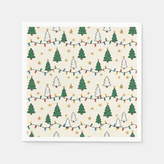 Minimalist Christmas Tree Lights Pattern Party Serviette (Vorderseite)