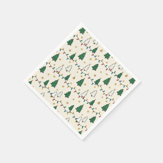 Minimalist Christmas Tree Lights Pattern Party Serviette (Ecke)