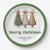 Minimalist Christmas Tree Personalized Name   Pappteller (Vorderseite)