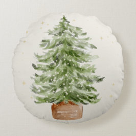 Minimalist Christmas Tree Round Throw Pillow Rundes Kissen