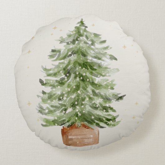 Minimalist Christmas Tree Round Throw Pillow Rundes Kissen (Rückseite)