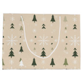 Minimalist Christmas Trees & Snowflakes Gift Bag Große Geschenktüte (Rückseite)