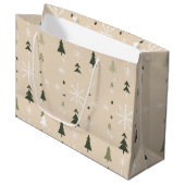 Minimalist Christmas Trees & Snowflakes Gift Bag Große Geschenktüte (Vorderseite Schrägansicht)
