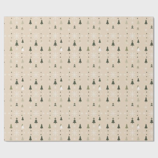 Minimalist Christmas Trees & Snowflakes Seamless Geschenkpapier (Flach)