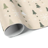 Minimalist Christmas Trees & Snowflakes Seamless Geschenkpapier (Rolleneckpunkt)