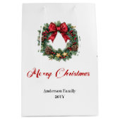 Minimalist Christmas wreath gift bag personalized Mittlere Geschenktüte (Vorderseite)