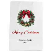 Minimalist Christmas wreath gift bag personalized Mittlere Geschenktüte (Rückseite)