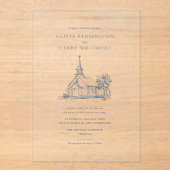 Minimalist Church Venue Sketch Elegant Wedding Acryleinladungen (Vorderseite)