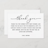 Minimalist Classic Baby Shower | Modern Script Dankeskarte (Vorne/Hinten)