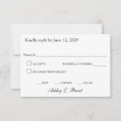 Minimalist Classic Black and White RSVP Card (Vorderseite)