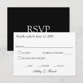 Minimalist Classic Black and White RSVP Card Karte (Vorne/Hinten)