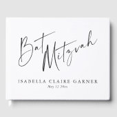 Minimalist Classic Black White Custom Bat Mitzvah Gästebuch (Vorderseite)