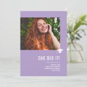 Minimalist Classic Elegant Lavender Graduation Einladung (Stehend Vorderseite)