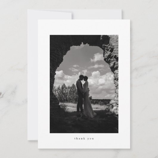 Minimalist Classic Formal Wedding Photo Dankeskarte (Vorderseite)