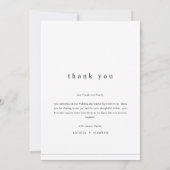 Minimalist Classic Formal Wedding Photo Dankeskarte (Rückseite)