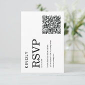 minimalist classic QR black and white RSVP card Karte (Stehend Vorderseite)
