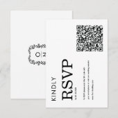 minimalist classic QR black and white RSVP card Karte (Vorne/Hinten)