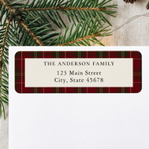 Minimalist Classic Red Plaid Return Address Label