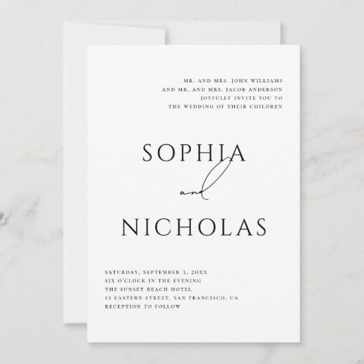 Minimalist Classic Wedding | Elegant Typography Einladung (Vorderseite)