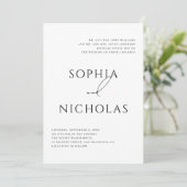Minimalist Classic Wedding | Elegant Typography Einladung (Stehend Vorderseite)