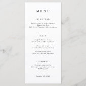 Minimalist Classic Wedding Menu Card Menükarte (Vorderseite)