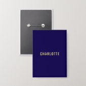 Minimalist Classical Professional Blue Color Name Button (Vorderseite/Rückseite)