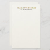 Minimalist Classical Professional Gold Color Briefpapier (Vorne/Hinten)
