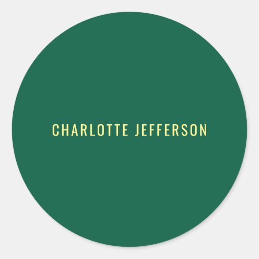 Minimalist Classical Professional Green Yellow Runder Aufkleber (Vorderseite)